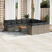 Set Divani da Giardino 13 pz con Cuscini Grigio in Polyrattan 3256319