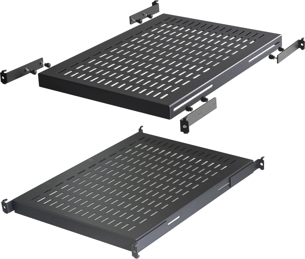 Base per Armadi 19'' Ripiano a Profondità Adattabile per Server Rack 1U Nero