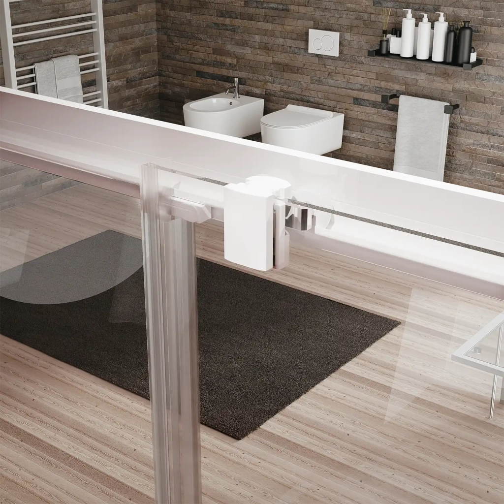 Box Doccia a Nicchia 120 cm Apertura Scorrevole. Vetro Temperato 4MM Trasparente. Maniglia in ABS e Profili in Alluminio Bianco | Maiorca