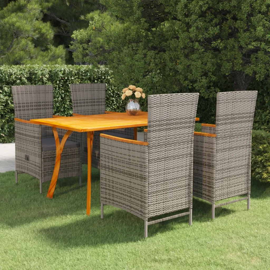 Set Mobili da Pranzo per Giardino 5 pz Grigio 3072141