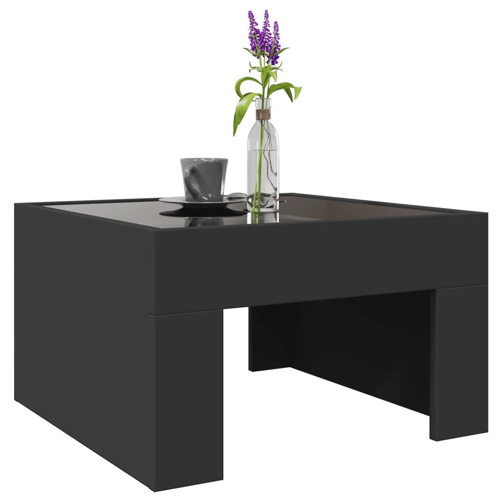 Tavolino da Salotto con LED Infinity Nero 50x50x30 cm