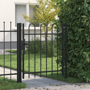 Cancello per recinzione Boxtel porta singola con parte superiore ad arco in acciaio 1x1 m Nero 146029