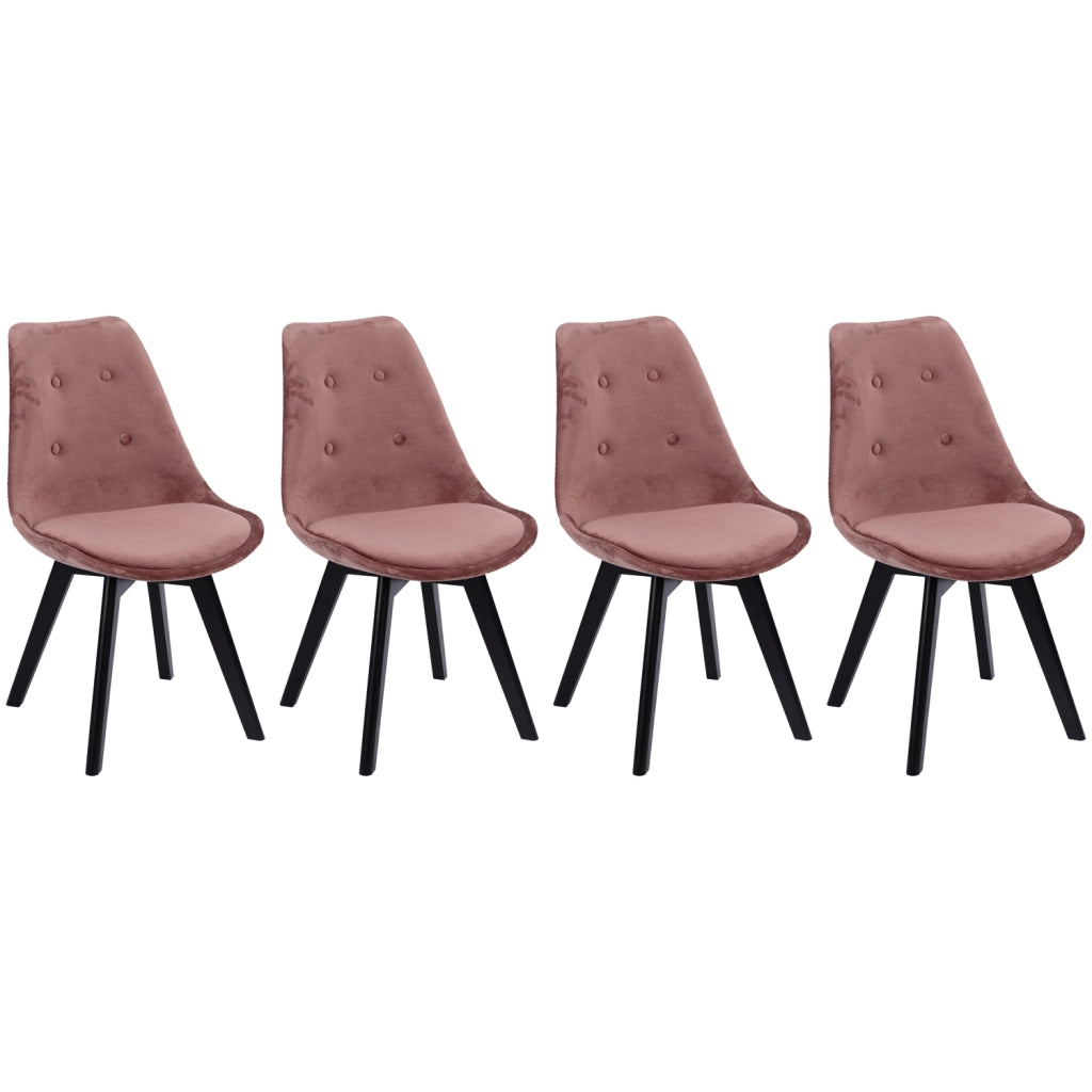 Set di 4 sedie in velluto rosa NORA con cuscino