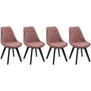 Set di 4 sedie in velluto rosa NORA con cuscino