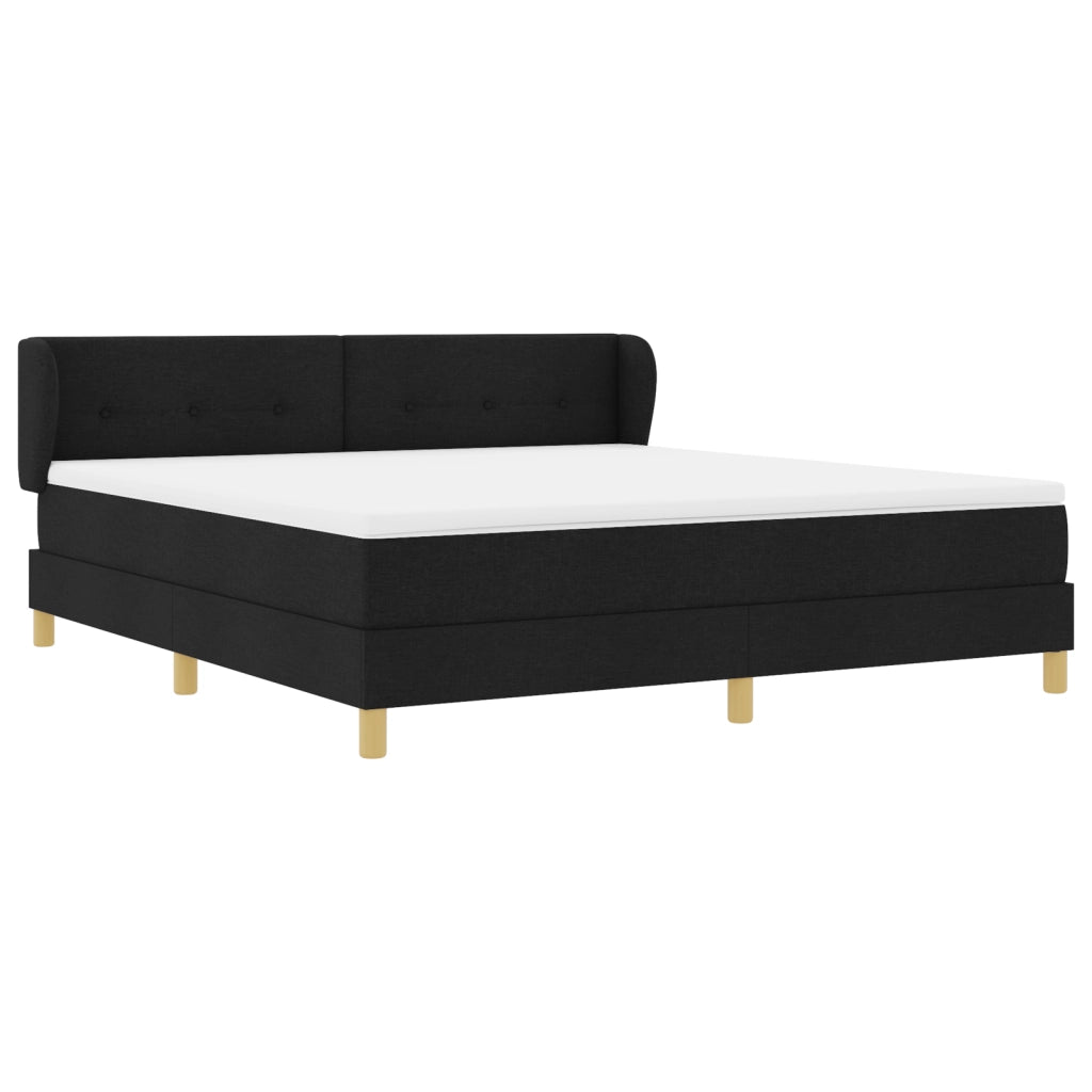 Letto Box Spring con Materasso Nero 180x200 cm Tessuto