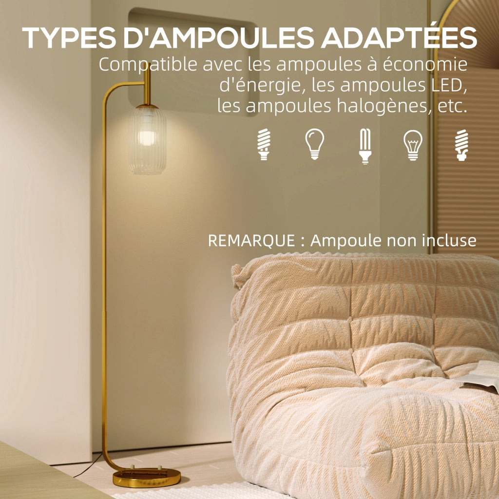 Lampada da terra ¨C zephmum ¨C vetro testurato oro 29x25x152 cm