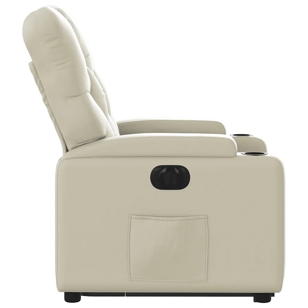 Poltrona Alzapersona Reclinabile Crema in Similpelle