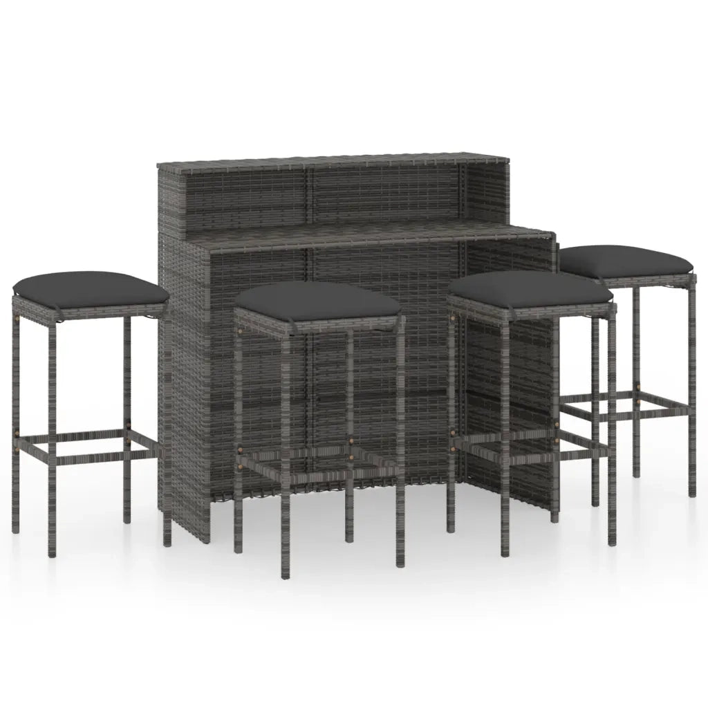 Set Bar da Giardino 5 pz con Cuscini Grigio cod mxl 43746