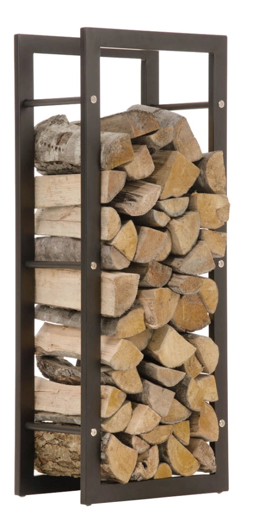 Portalegna Keri In Metallo Nero Opaco 25x60x100 cm