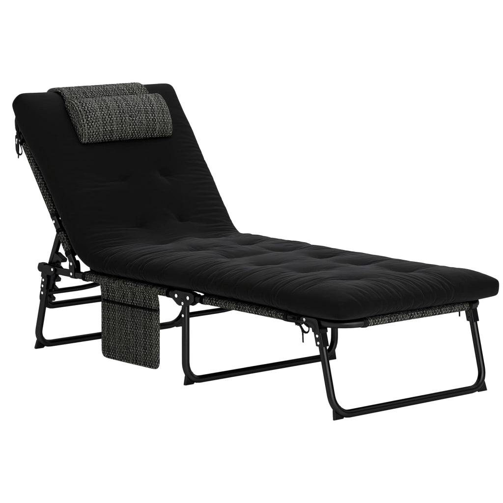 Lettino da giardino pieghevole con cuscino ¨C zephmum ¨C nero