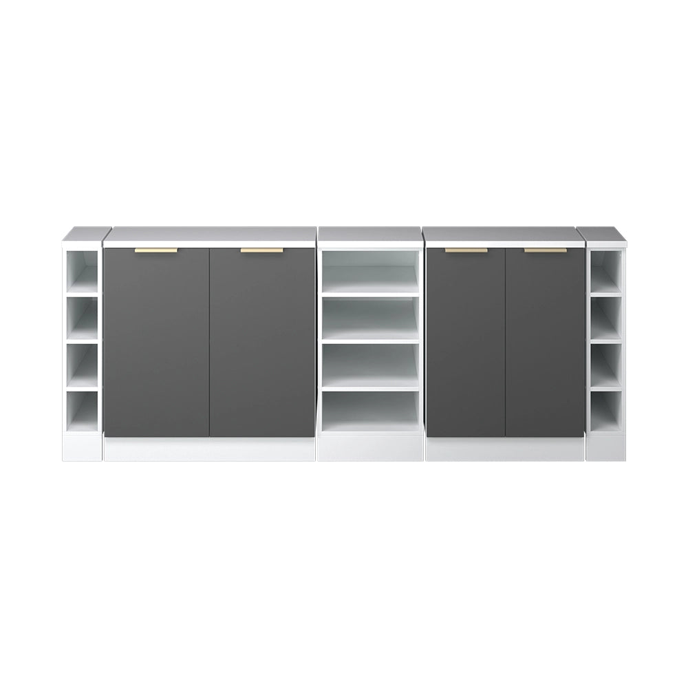 Set di mobili sottotetto Rion Antracite-oro/Bianco 210 cm Set di 5 carcasse armadio profondità 60 cm Vicco