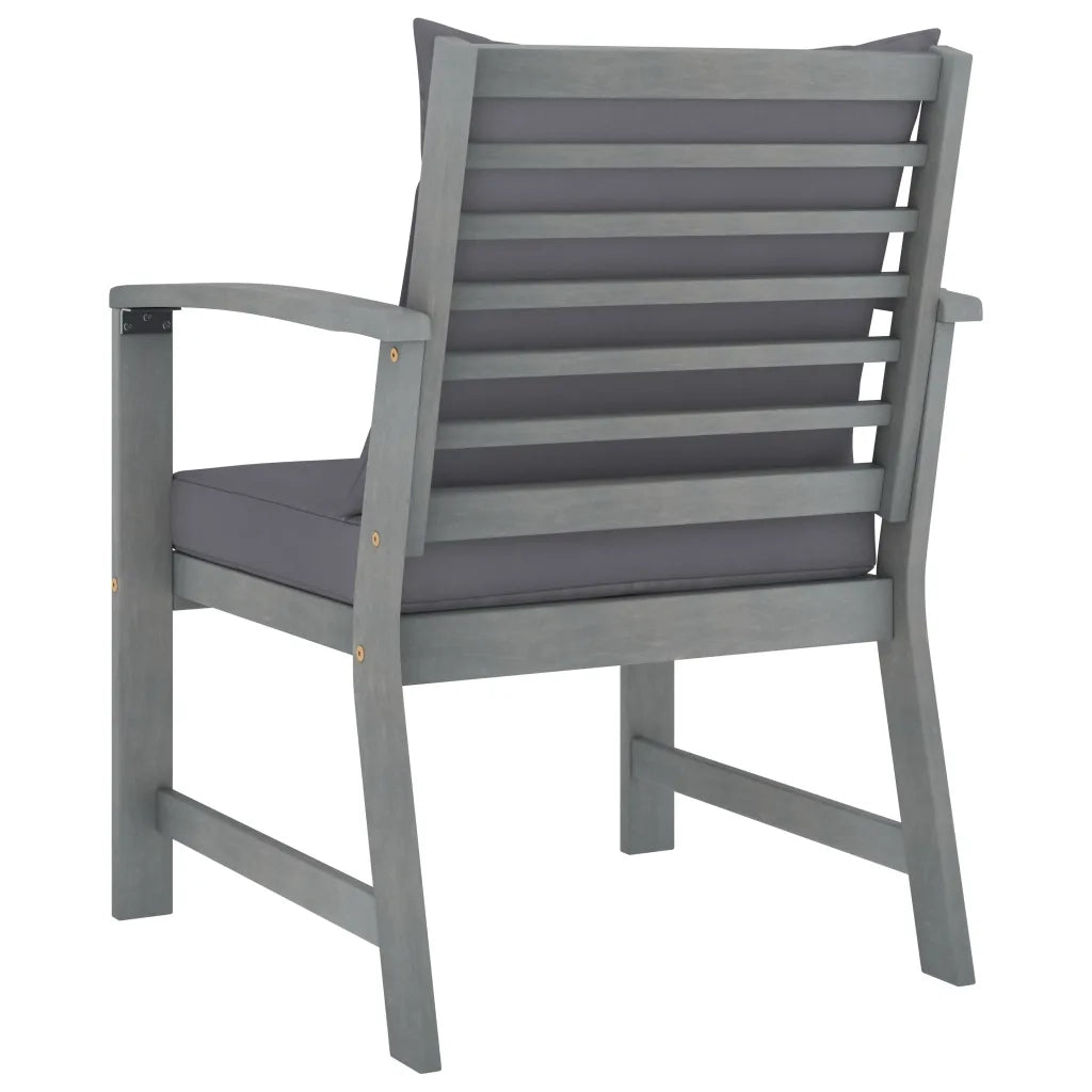 Sedie da Giardino e Cuscini Grigio Scuro 2 pz Massello Acacia 311827