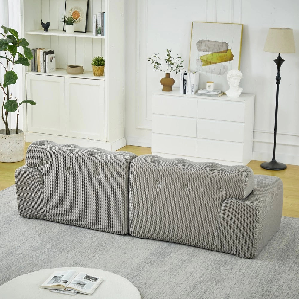 Divano 2 Posti Cloud con Braccioli Larghi ¨C Xylo ¨C Grigio, Tessuto, Design Moderno