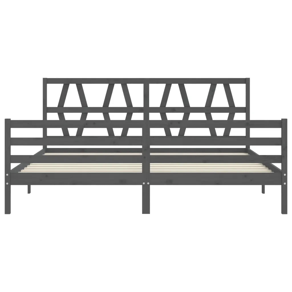 Giroletto con Testiera Grigio 200x200 cm in Legno Massello 3194398