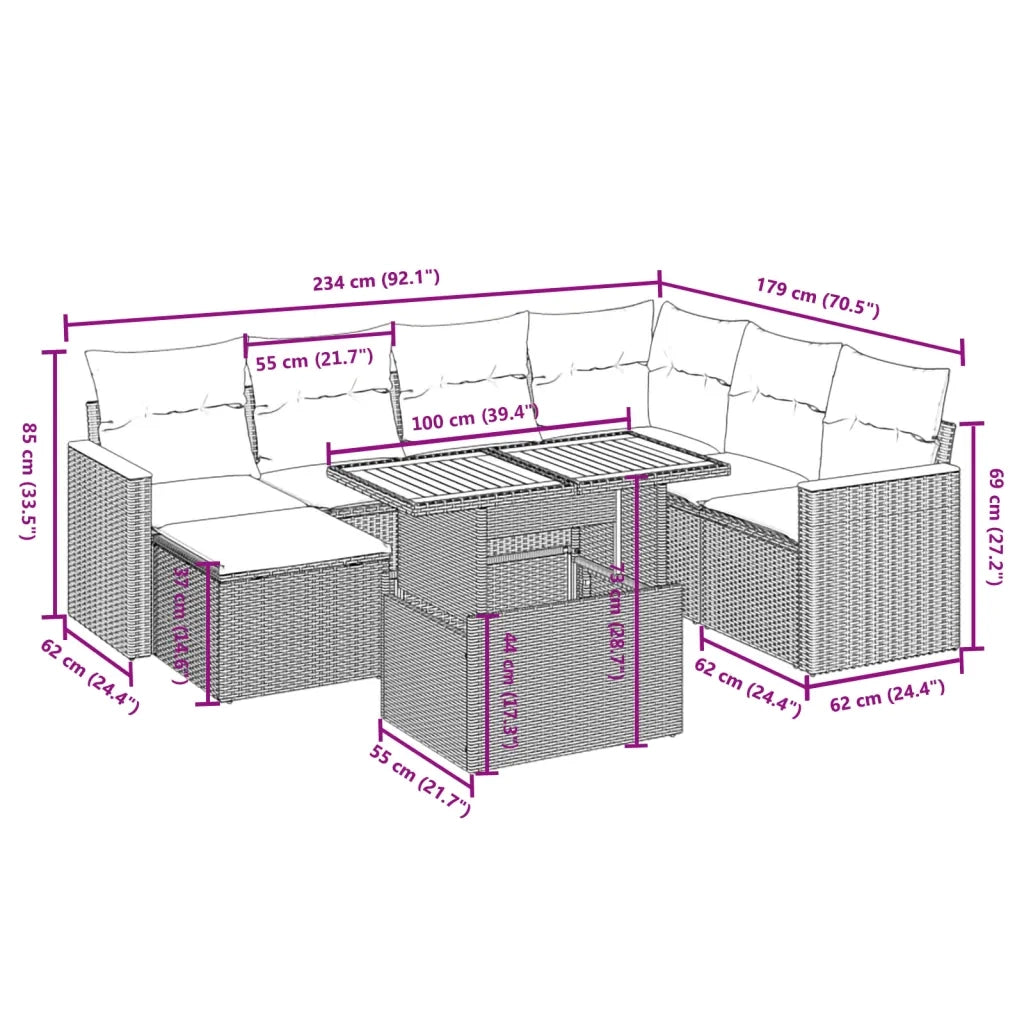 Set Divani da Giardino con Cuscini 8 pz Nero in Polyrattan 3273190