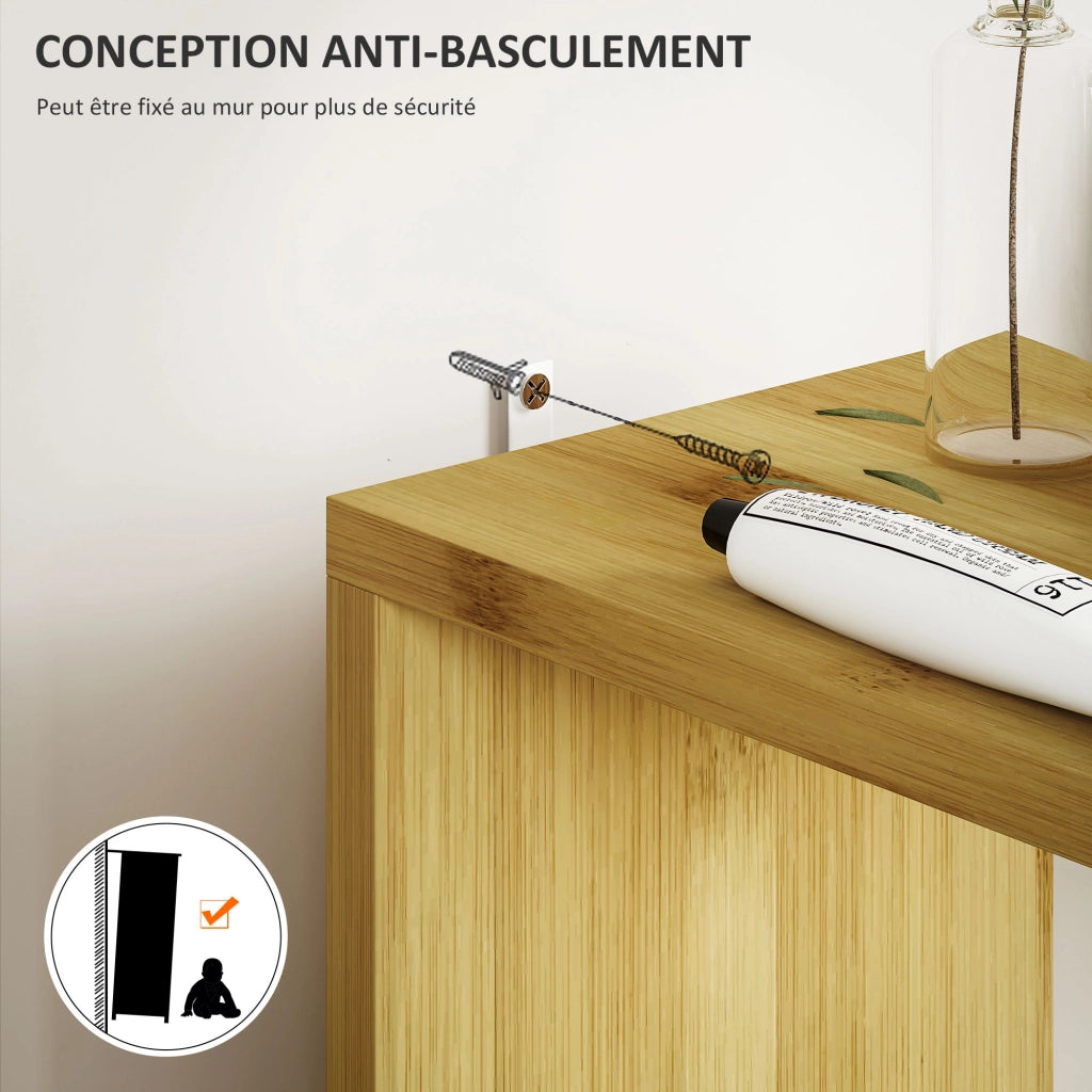 Colonna Bagno con Ripiani e Ante in Bamb¨´ ¨C zephmum ¨C Naturale 18x30x120 cm