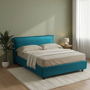 Letto Matrimoniale Bubbio, Letto Matrimoniale Sfoderabile Made in Italy, Azzurro