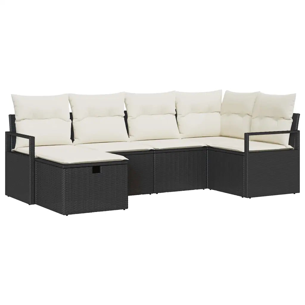 Set di divani con cuscino Nero e Crema polyrattan