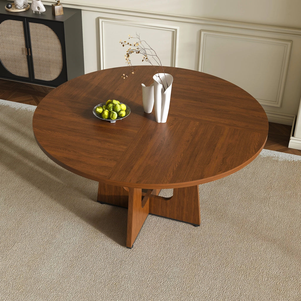 TAVOLO Rotondo Ø 120 cm in MDF color Noce per 4-6 persone