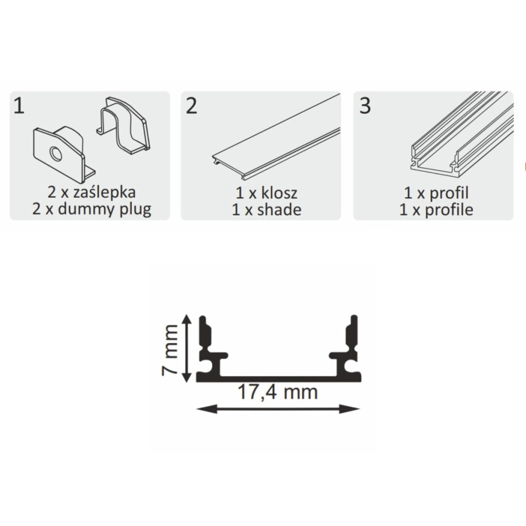Profilo LED superficie alluminio 1m nero Polux 316080