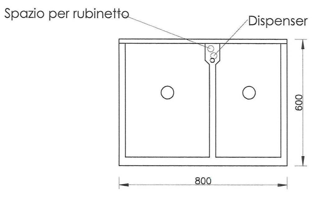 Mobile Lavatoio 80x60x85cm 2 Ante 2 Vasche Asse in Termoplastico Montegrappa Edilla Bianco