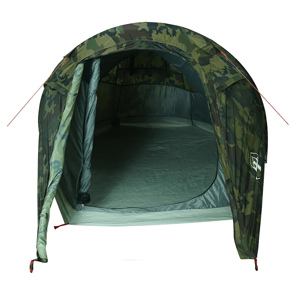 Tenda da Campeggio a Tunnel per 3 Persone-Tenda per Escursionismo Mimetico Impermeabile