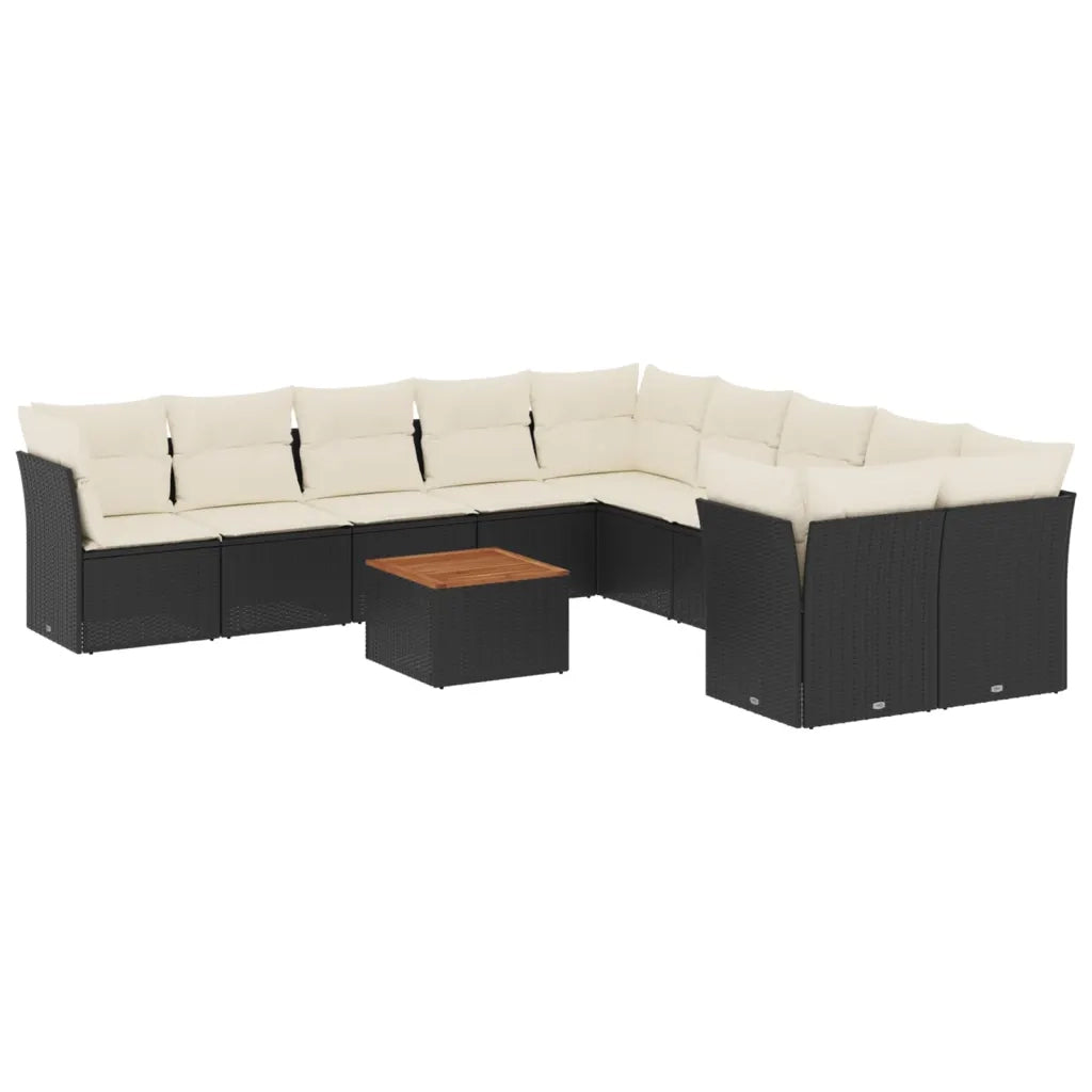 Set Divani da Giardino 11 pz con Cuscini in Polyrattan Nero 3223851