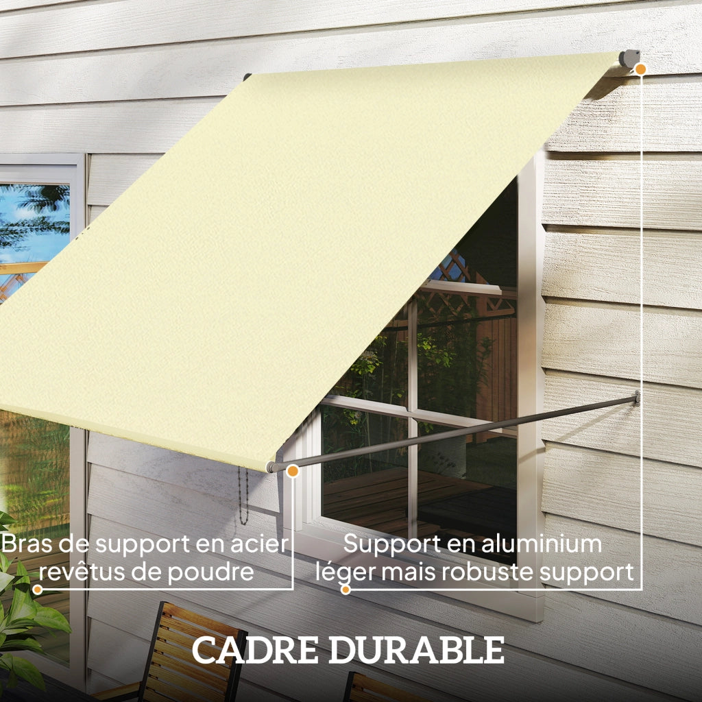 Tenda da sole retrattile manuale ¨C zephmum ¨C 150x116 cm crema alluminio poliestere