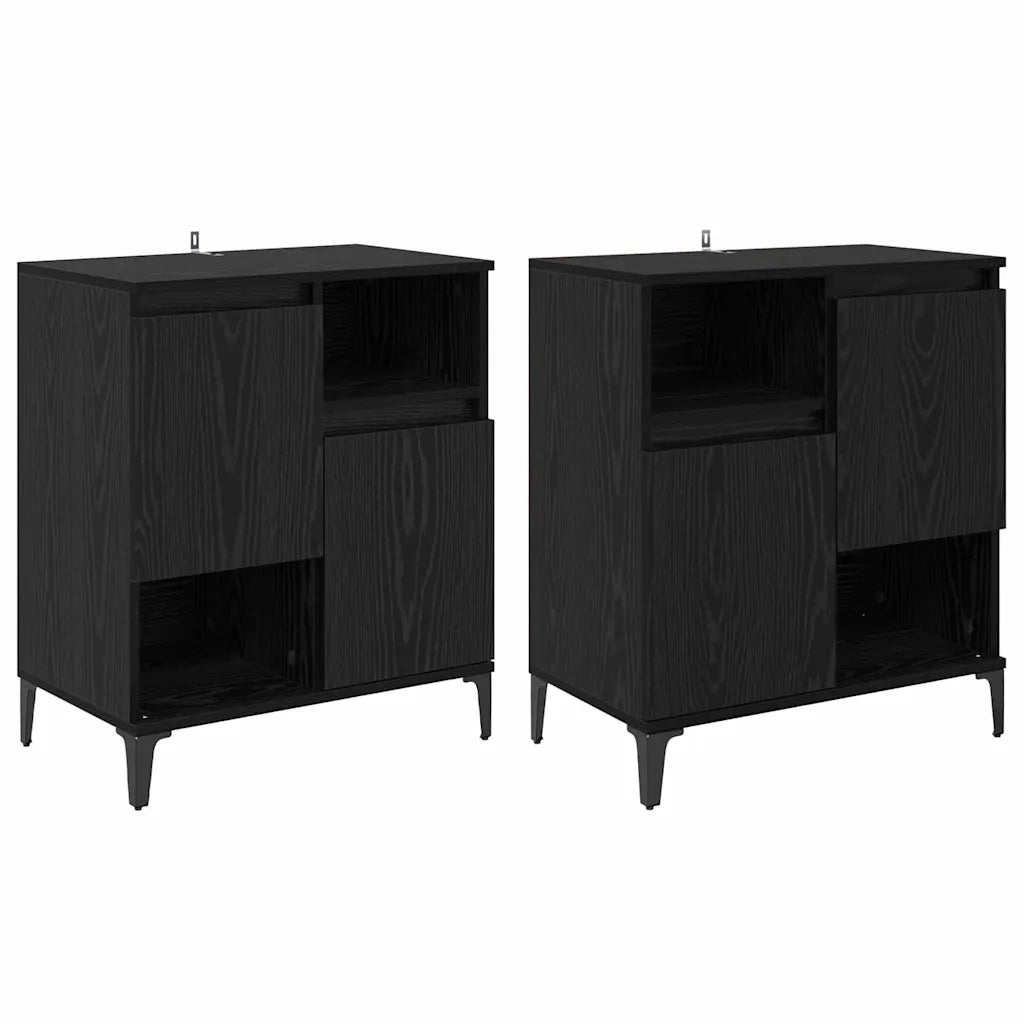 Credenza | Sideboards 2 pcs Rovere Nero 60 x 35 x 70 cm Legno multistrato