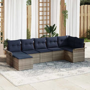 Set Divano da Giardino 7 pcs Grigio chiaro polyrattan