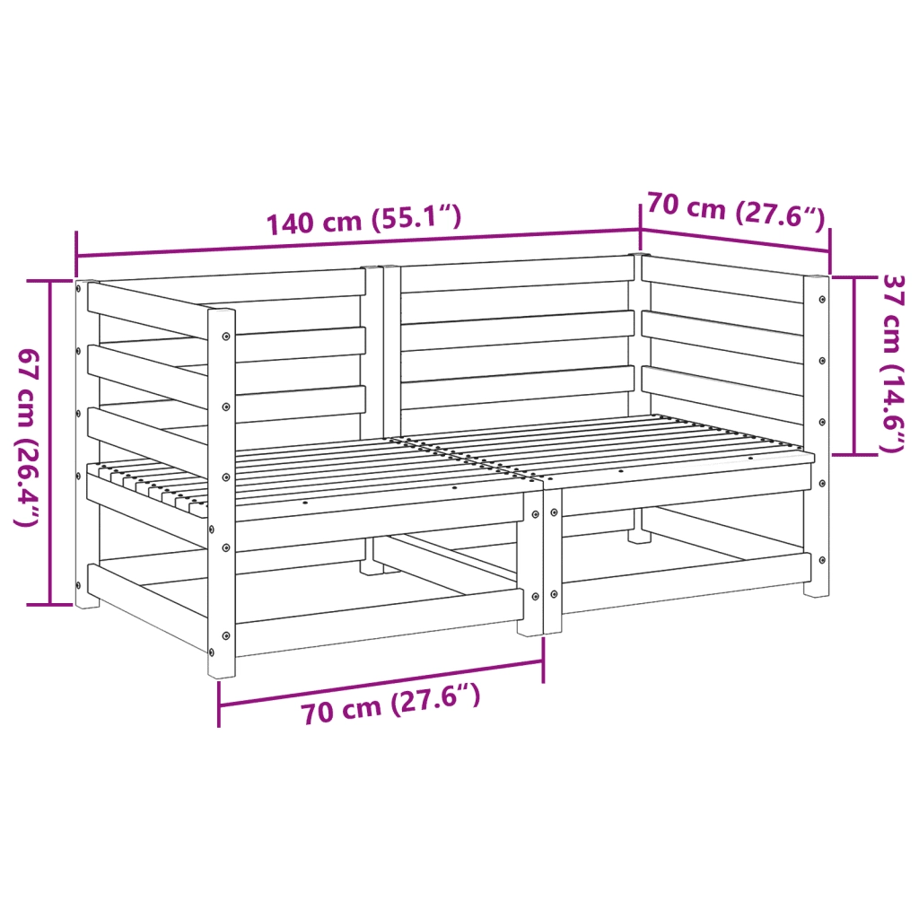 vidaXL Set Divani da Giardino 2 pz in Legno Impregnato di Pino