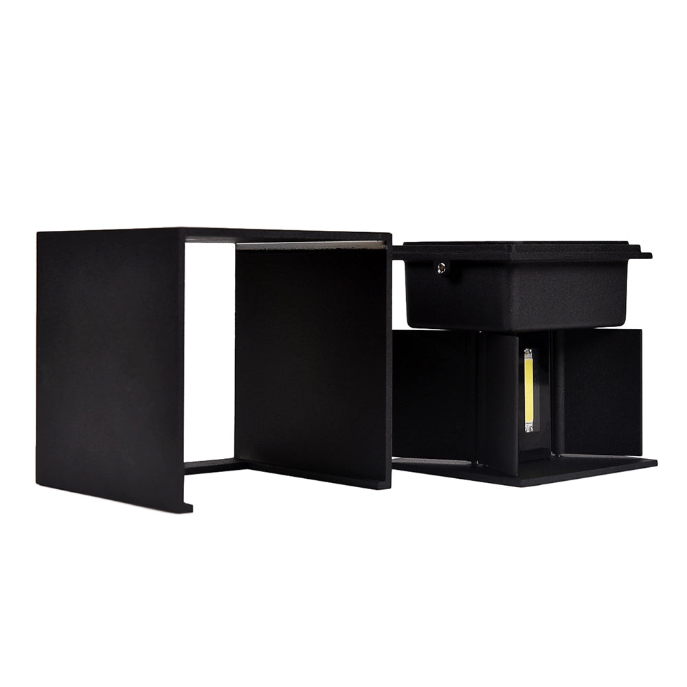 APPLIQUE LED CUBO NERO 10W LUCE CALDA 3000K° - DESIGN ELEGANTE CON DOPPIA EMISSIONE REGOLABILE IP65 PER ESTERNI