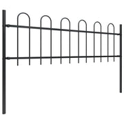 Recinzione da Giardino | Recinzione da cortile con Parte Superiore ad Anello in Acciaio 714,5x60 cm Nero