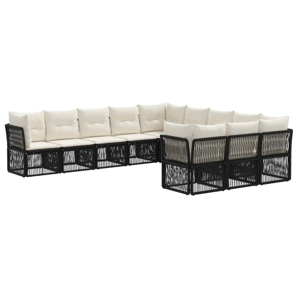 Set Divano da Giardino 11 pcs Nero polyrattan 3434392