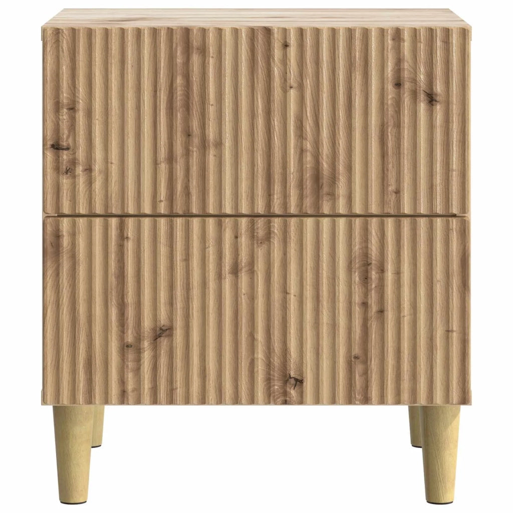 Set di 2 Comodini | Armadio da Notte | Mobiletto da notte Rovere Artigianale 43 x 34,5 x 48 cm