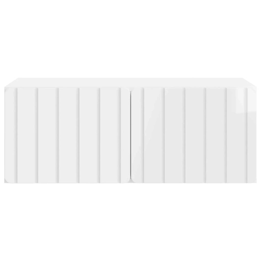 Mobile Porta TV da Muro Bianco Lucido 78,5 x 41 x 30 cm 898349