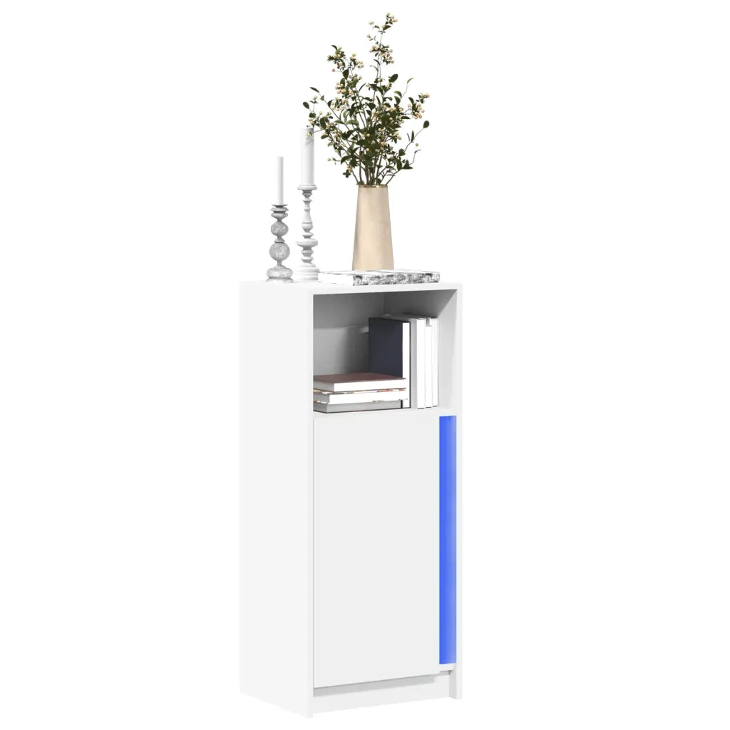 Credenza con LED-Buffet-Armadio da cucina Bianca 42,5x34x100 cm in Legno Multistrato