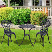 Set bistrot 3 pezzi 60x60 cm nero in alluminio; tavolo e 2 sedie