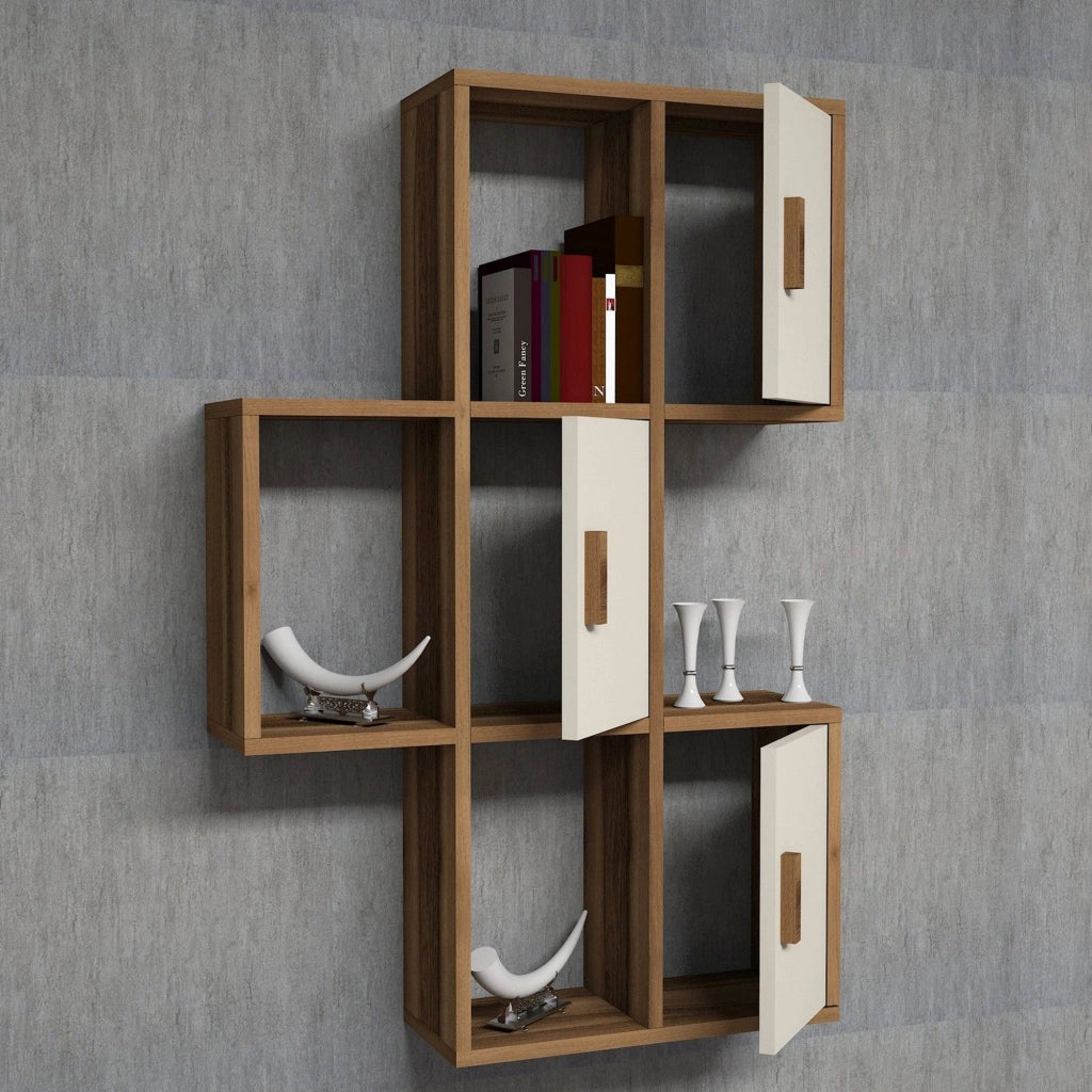 Carzano, Mensola 7 Ripiani, 50x20x113h cm Marrone Noce