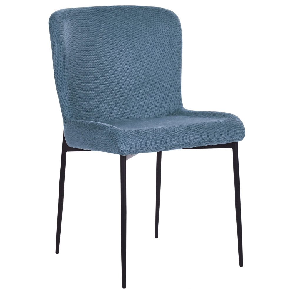 Set di 2 sedie da pranzo in tessuto poliestere con texture a maglia blu soggiorno e camera da letto