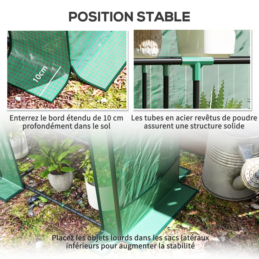 Serra da giardino con ripiani metallici 3 livelli ¨C zephmum ¨C verde 144x48x152 cm