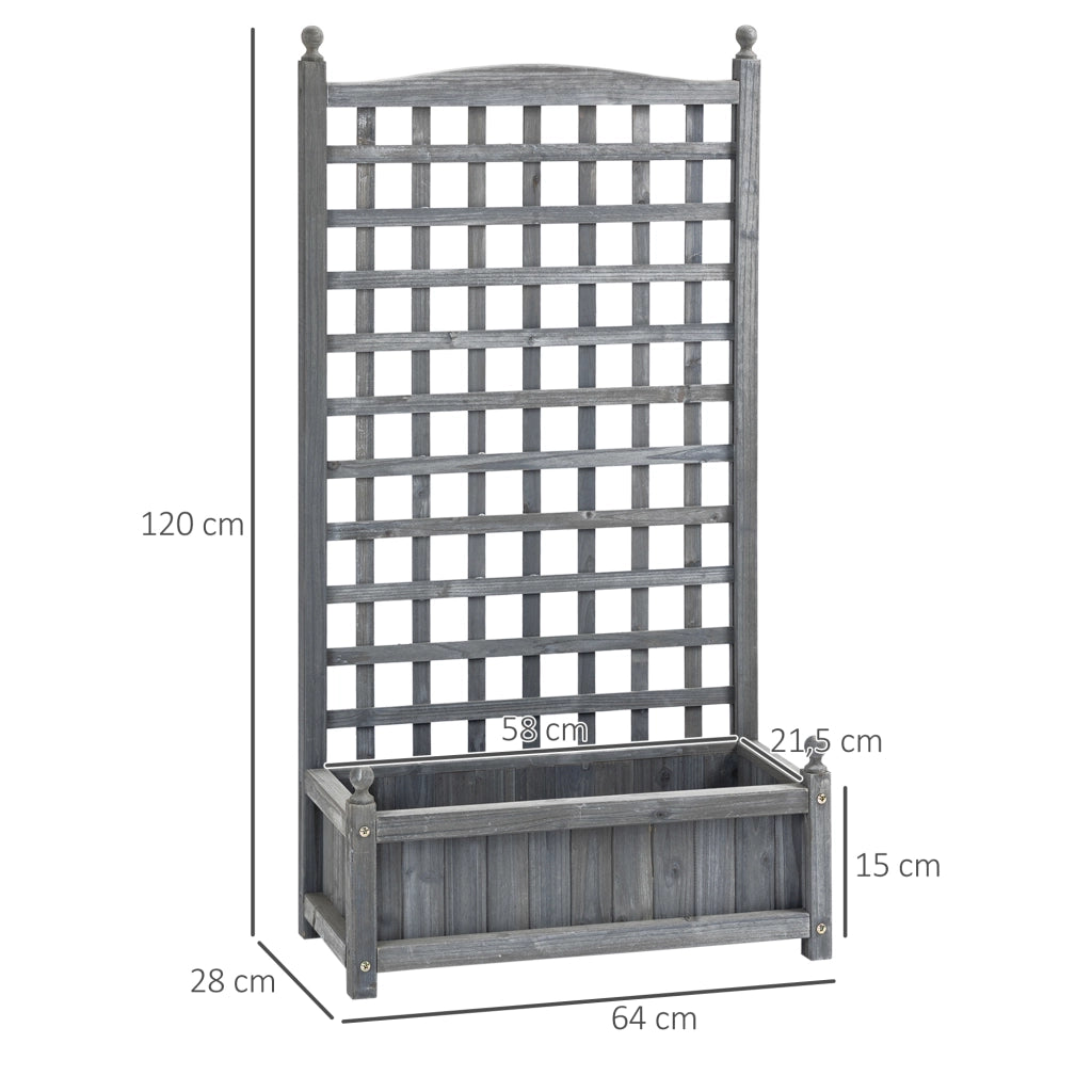 Fioriera rialzata con griglia rampicante ¨C Xylo ¨C Legno grigio 64x28x120 cm