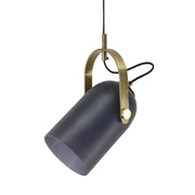 Lampada a sospensione Candace in vetro grigio e ottone