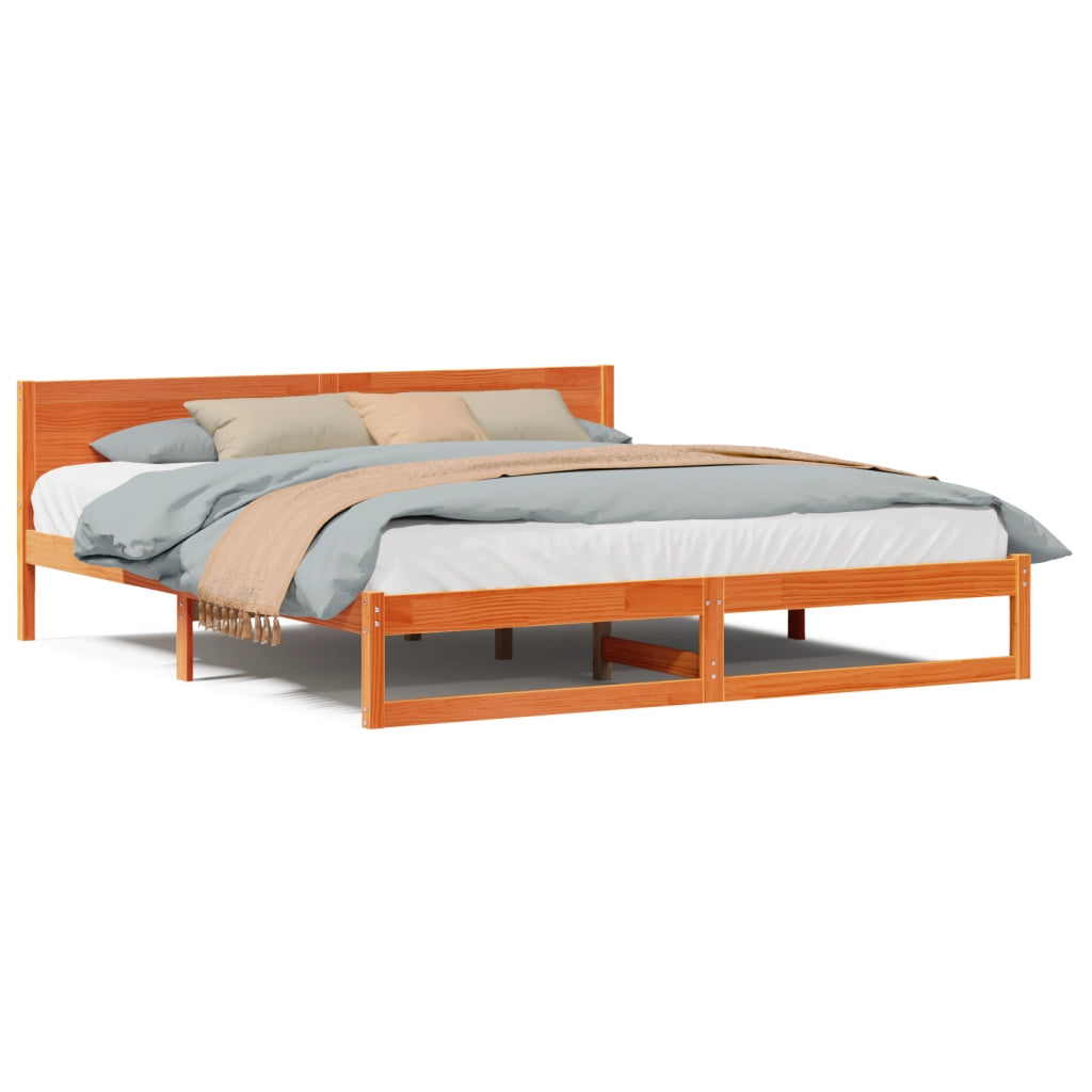 Struttura Letto Marrone Cerato Legno Massello di Pino 180 x 200 cm