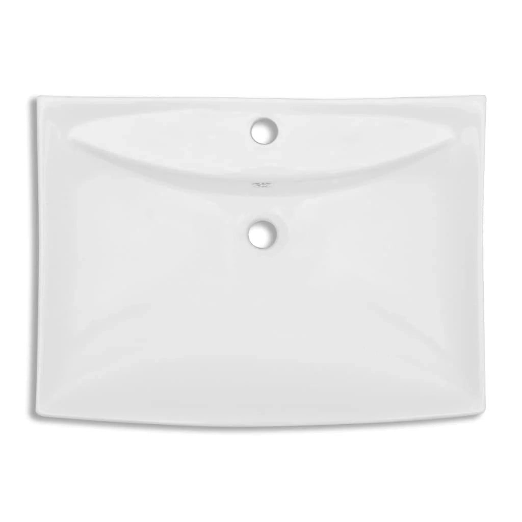 Lavabo da bagno di lusso 60 x 44 cm rettangolare in ceramica con troppopieno ceramica bianca 02_0002488