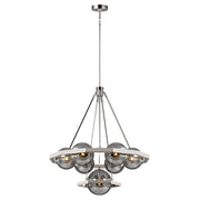 Lampadario Contemporaneo Harper Acciaio Nichel Lucido Vetro 7 Luci E14