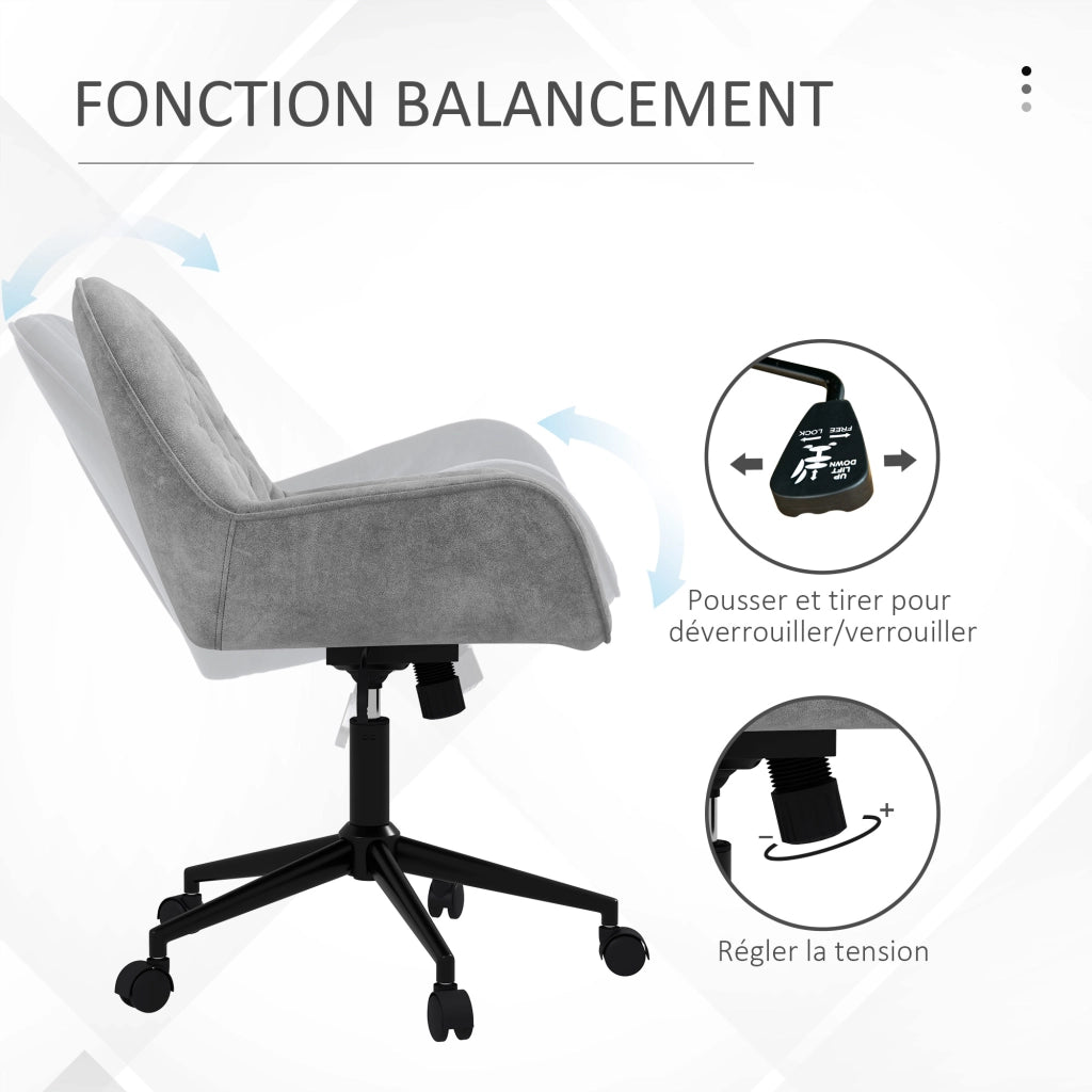 Sedia da ufficio ¨C Xylo ¨C tessuto effetto velluto grigio, altezza regolabile