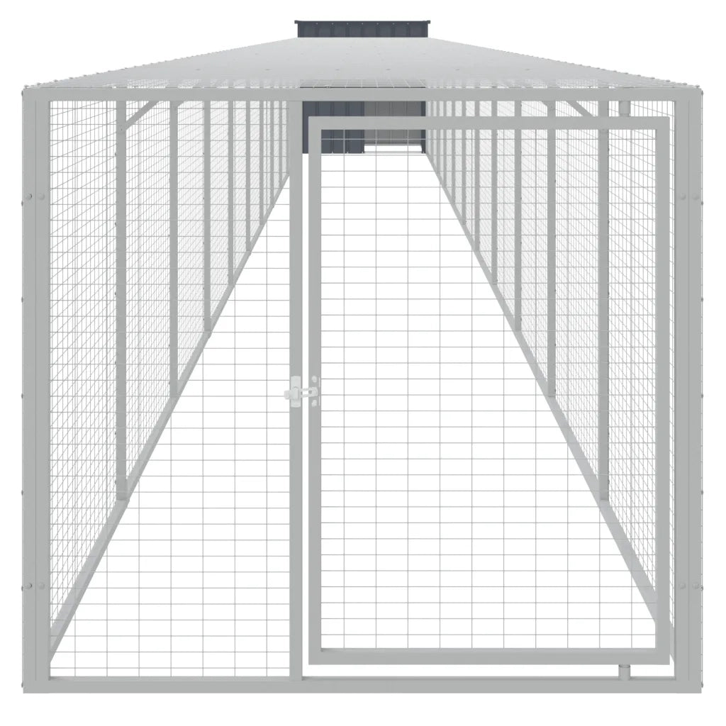 Pollaio con Area Corsa Antracite 110x1221x110cm Acciaio Zincatocod mxl 117724