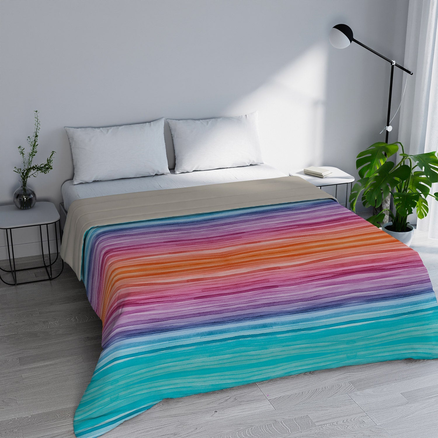 Trapuntino Estivo Singolo in Microfibra 100 gr con Stampa Rainbow Basic