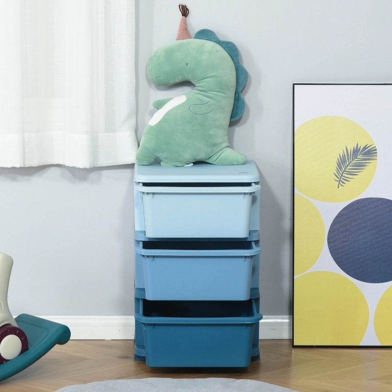 SCATOLA CONTENITORE per bambini a 3 cassetti 37x37x56,5 cm Blu